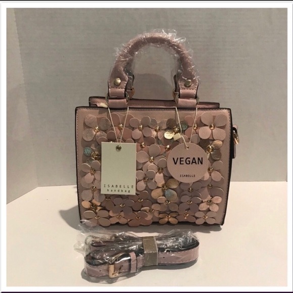 Floral Embellished Blush Pink Vegan Leather Bag - Picture 3 of 7